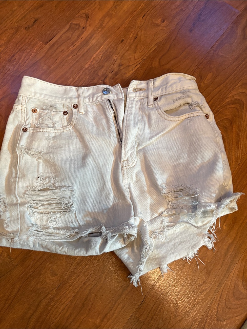 American Eagle Outfitters Distressed off-White Denim Shorts